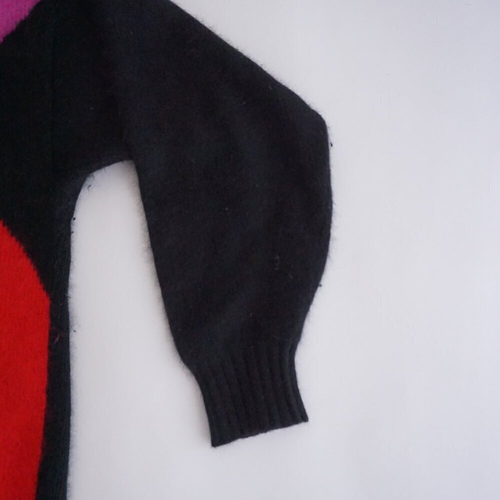 Vintage Rafaella Colorblock Fuzzy Turtleneck Sweater Whimsigoth 80s Retro M - Picture 4 of 8